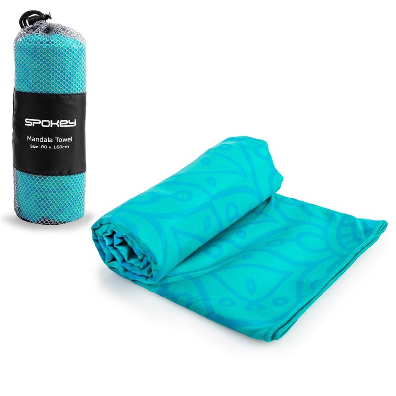 MANDALA Rychleschnoucí športový uterák, tyrkysový, 80 x 160 cm SPOKEY