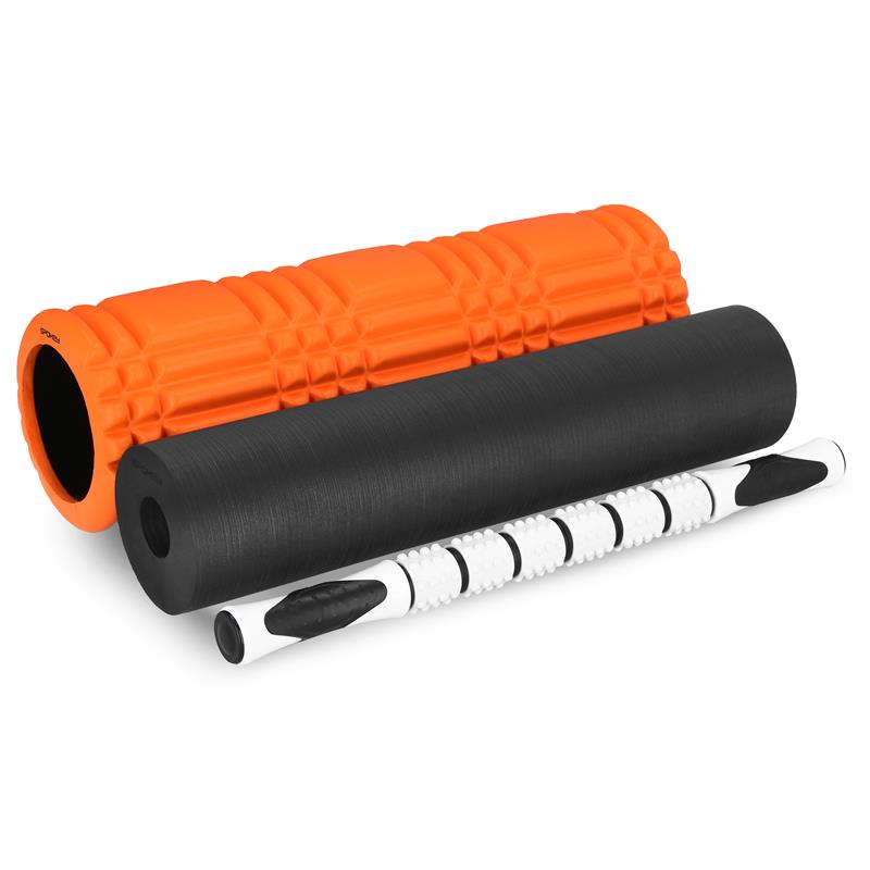 MIX ROLL Masážny fitness valec 3v1, oranžovo-čierny SPOKEY
