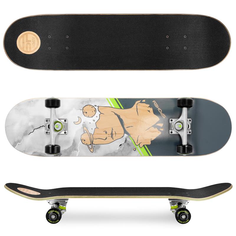 SKALLE PRO Skateboard 78,7 x 20 cm, ABEC7, šedý SPOKEY