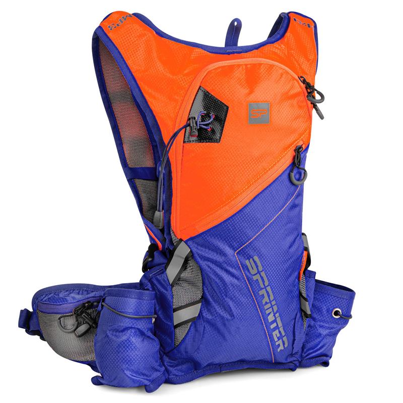 SPRINTER Športový, cyklistický a bežecký vodeodolný batoh, 5 l, oranžovo-modrý,