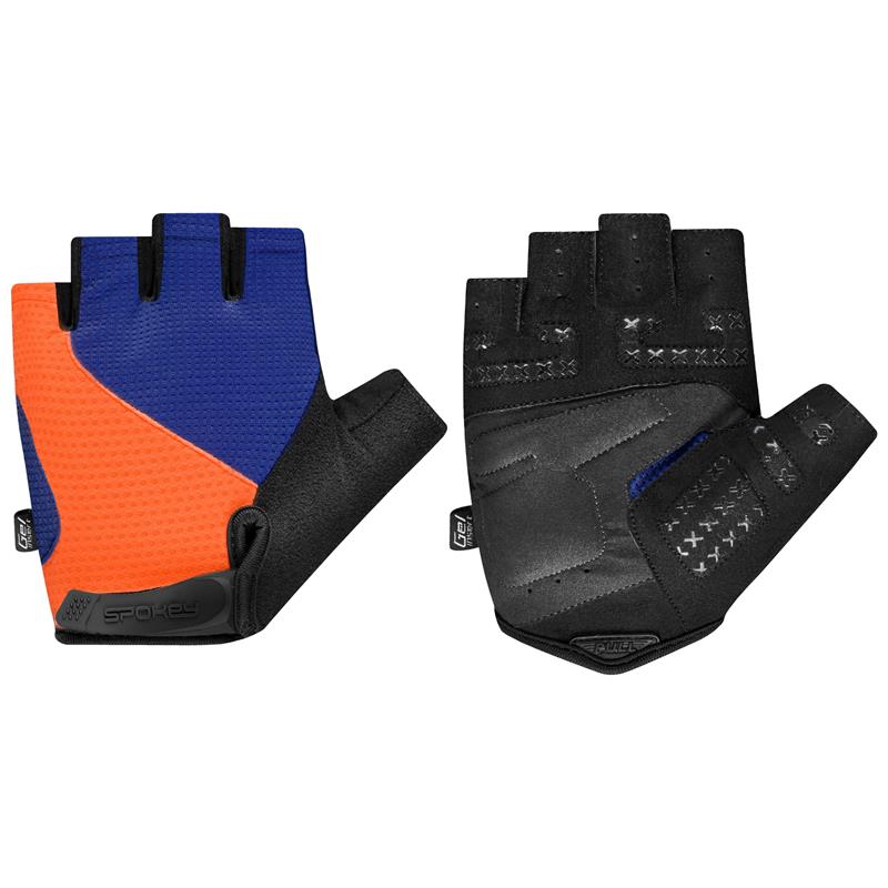 EXPERT Pánske cyklistické rukavice, modro-oranžové, veľ. XL SPOKEY