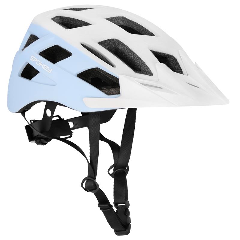 POINTER Cyklistická prilba s LED blikačkou, 55-58 cm, bielo-modrá SPOKEY