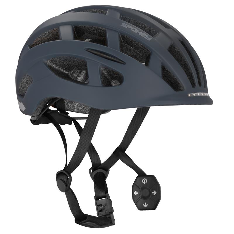 POINTER PRO Cyklistická prilba s LED blikačkou a blinkry, 58-61 cm,čierna SPOKEY